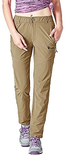 donhobo Damen Outdoorhose Winddicht Wasserabweisend Wanderhose Sommer Schnell Trockend Camping Funktionshose Trekkinghose (Khaki,2XL)