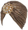 EORUBE Damen Turban Hut mit Kristall Brosche Exotisch Indischer Turban Hut 1920s Damen Fasching Kostüm Accessoires (Brosche Stil 1 - Dunkelgold)
