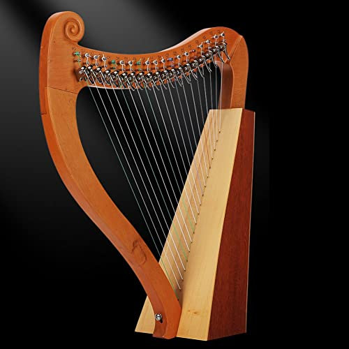 Lyra-Harfe, 19 Saiten Half Key Holz Mahagoni Harfe Nylonsaiten für Erwachsene Kinder Anfänger mit Stimmschlüssel und Tragetasche Nylonsaiten
