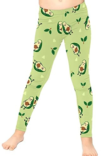 Coloranimal Kinder Kleinkind Mädchen Leggings Hohe Taille Knöchellange Athletic Leggings Bauchkontrolle Yoga Hosen Strumpfhosen Freizeithose Alter 4-13 Jahre, Grüner Avocado, 10-11 Jahre
