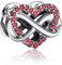 RMMY Charm Anhänger Family Infinity Red Heart CharmAnhänger 925 Sterling Silver Pendant Dangle Beads für Europäische Armbänder und Halsketten Chriatmas Birthday Jewelry Gifts for Women