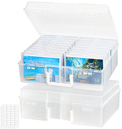 Lifewit Fotoaufbewahrungsbox 10,1 x 15,2 cm Fotoetui, 18 innere Fotohalter, durchsichtige Fotoboxen zur Aufbewahrung, Foto-Organizer aus Kunststoff für Saatgut, Karten, Handwerk, Aufkleber, 2 Stück