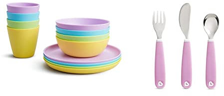 Munchkin Multi set de alimentación para bebés, 12 piezas, unisex & Juego de Cubiertos Splash para niños pequeños morado 3 Unidad (Paquete de 1) 87 g