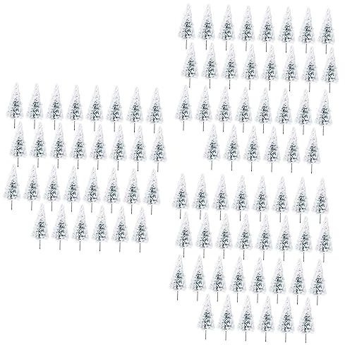 Warmhm 90 Pcs Sandbox Model Tree Terrarium Decor Bottle Brush Trees Miniature Flocked Trees Plant Decor Home Decor Cedar Tree Model Desk Tree Durable Wire and Sponge Household White B6