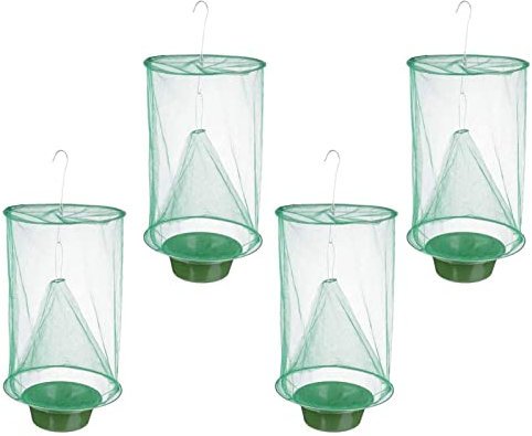 Ranch-Fliegenfalle, Faltbare hängende Fliegenfalle, wiederverwendbarer Stabiler Fliegenvernichtungskäfig, Outdoor-Fliegenfalle für Garten, Pferdestall, Bauernhof, Hof, 4 Stück (4 S