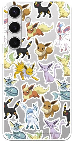Schutzhülle kompatibel mit Samsung Galaxy S24, offizielle Pokémon Eevee Evolutions, zum Schutz Ihres Handys. Flexible transparente Silikonhülle, offizielle Pokémon-Lizenz