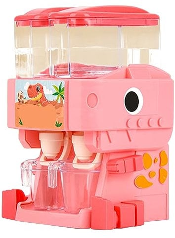 Dispensador de agua para niños mini dispensador de agua de doble salida en forma de dinosaurio dispensador de agua lindo para niños con tazas brazo y pierna giratoria doble