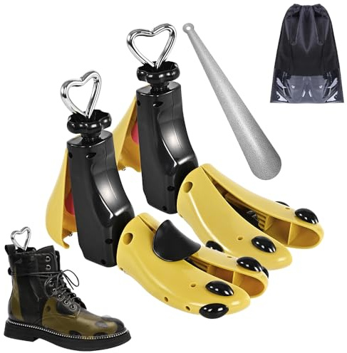 eachway Shoe Stretcher Women Men Professional Boot Stretcher Adjustable Width Length for Wide Feet (L (Wm's 11-14;men's 10-14) Yellow 2pcs)