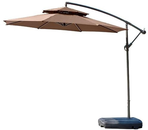 WANGCEPLSD Garden Umbrella Parasol with Base, Garden Banana Parasol Cantilever Umbrella with Crank Handle, Water-filled base, Hanging Sun Shade