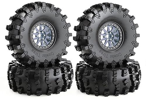 LARUISEE Beadlock Wheels Nabe Gummireifen Metall Radfelge Kompatibel SCX10 RBX10 90048 90018-Traxxas TRX4-RC Rock