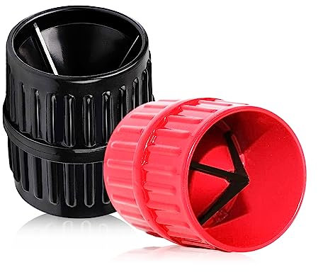 XIAQICA 2 Pezzi Sbavatrice per Tubi Sbavatore per Tubi Rame Sbavatrice Multistrato PVC Sbavatore Interno ed Esterno Sbavatura Rapida Alesatore Universale per Tubi 5-38MM (Nero,Rosso)