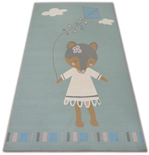 rugsx Kinderteppich LOKO Maus Grün – Rutschfester Teppich für Kinderzimmer, Weich & Pflegeleicht 160x220 cm