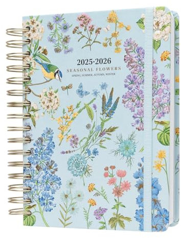 Kokonote Schülerkalender 2025/2026 Kalender 2026 Buchkalender A5 Seasonal Flowers - Studienplaner Schulplaner Tagesplaner Terminplaner 2025 2026 A5 Ringbuch Schulanfang Geschenke Schulsachen Aesthetic