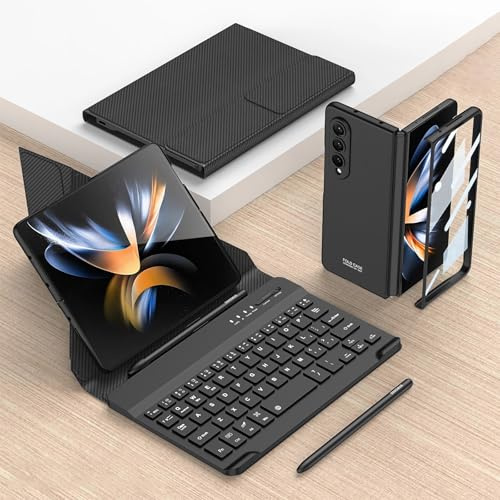 JZCZMCE Étui Clavier pour Samsung Galaxy Z Fold 6, Clavier sans Fil Magnétique Détachable avec Support pour Stylet S [Clavier + étui + Stylet Capacitif],Black 1