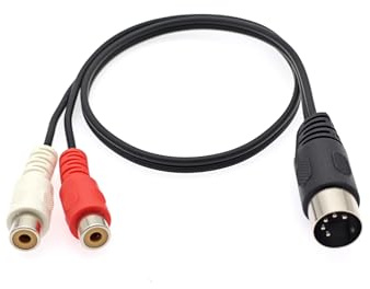JZK 5 Broches DIN vers RCA audio adaptateur câble, DIN mâle vers 2 RCA femelles, cordon pour prises phono pour lecteur CD, magnétoscope, DVD, systèmes stéréo