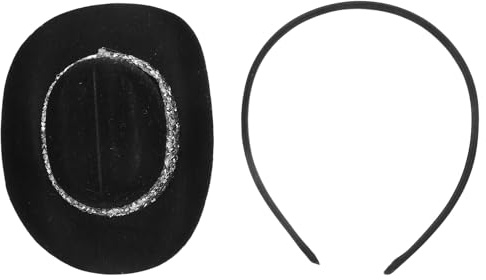 NOLITOY Kleiner Zylinder Haarreif Stirnband Leichter Schwarzer Kleiner Hut mit Strass Verstellbares Fascinator Kostüm Accessoire für Karneval Cosplay und Party