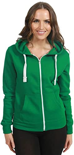 H&F Girls Women Ladies Plain Full Sleeve 2 Pocket Zip Up Plus Size Fleece Hoodie Jacket Cardigan Winter Top Plus Size XL XXL XXXL 8-22 ** 21 Colors ** Jade Green