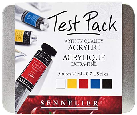 Sennelier - Boîte métal de 5 peintures Acrylique 21ml Test Pack
