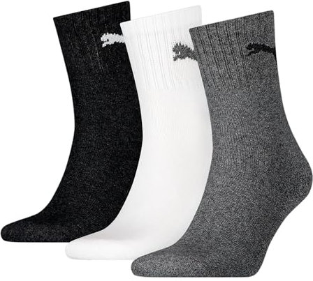PUMA 18 Paar Socken Short Crew Sportsocken Tennis Socken Gr. 35-49 Unisex, Farbe:882 - grey/white/black, Socken & Strümpfe:35-38