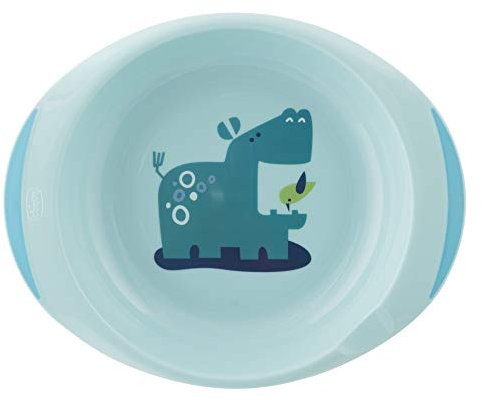 Chicco Coffret Repas pour Enfants, 2 Assiettes réutilisables pour Bébé,1 Creuse et 1 Plate,Base et Poignées Latérales Antidérapantes,Prise Érgonomique,Repose-Cuillère, Accessoire de Repas,dès 12 Mois