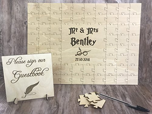 Personalised Wizard themed jigsaw puzzle keepsake wedding gift guest book film (64 pieces)