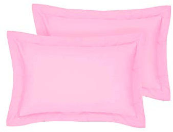 AmigoZone 2 Pack Egyptian Cotton 200 Thread Count Pillowcases Soft Breathable Cotton Pillowcase (Pink, Oxford Pillow Pair)
