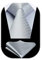HISDERN Krawatte Hellgrau Herren Krawatten mit Einstecktuch Hochzeit Elegant Krawatte & Taschentuch Set Business