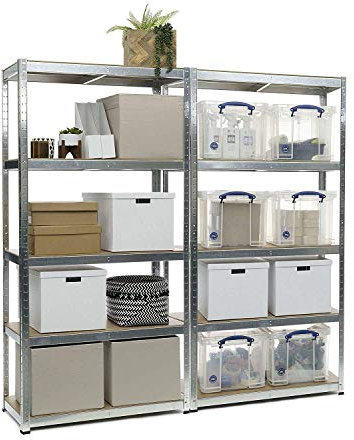 Schwerlastregal Werkstattregal Steckregal Kellerregal Lagerregal RegalsysGestelle für jeden Raum Einstellbar Regal bis 875 kg, 170x75x30cm Metall-Regal Regalsystem - Verzinkt