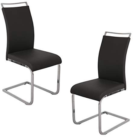 SVITA Judy 2er Set Stühle Schwingstuhl Polsterstuhl Esszimmerstuhl Kunstleder Schwarz