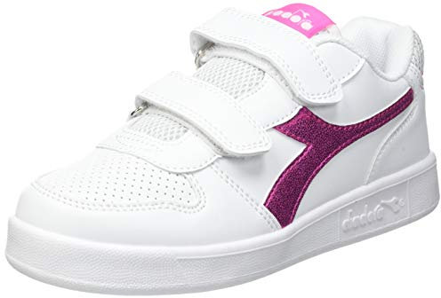 Diadora PLAYGROUND PS GIRL, Sneakers Unisex - Bambini, Bianco/Rosa (Fluo), 33 EU