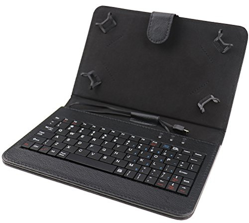 AKNICI Universal 7 Inch Type C Keyboard Cases, Universal Stand Folio Leather USB Type C Keyboard Case Cover for 7 Tablets, Universal 7 Inch Keyboard Cover (Connection by Type C Cable)