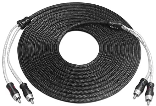 RECOIL PCI217 Cinch-Kabel Premium 99.99% OFC Doppelt Geschirmt 5m (17ft) | Messing Stecker Chrom, Nylon Ummantelt, Anti-Rauschen – Cinch-Audiokabel für Auto