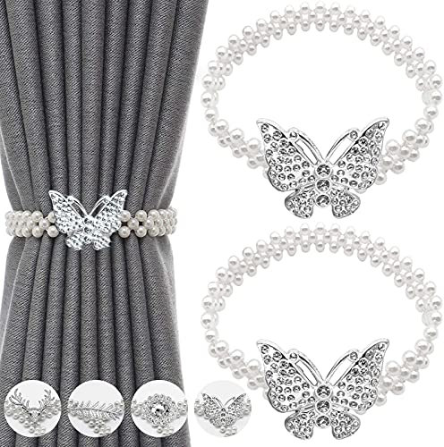 Vorhang Raffhalter, Kreative Raffhalter für Vorhänge, Vorhang Clips Schnallen Vorhangbinde, Elastisches Seil Gardinenhalter, Gardinen Raffhalter, für Heim, Outdoor Vorhang Dekoration 2 Stücke