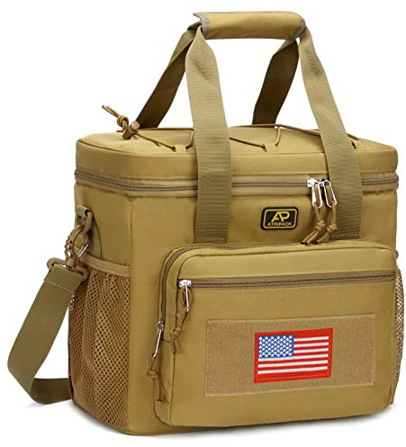 Lunchbox für Herren, taktische Lunchtasche, MOLLE-Gurtband, auslaufsicher, isoliert, große Lunch-Kühler, Frauen, Erwachsene, Picknick, Büro (braun)