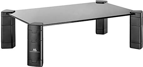 Maclean MC-934 Monitorständer Höhenverstellbarer Bildschirmständer Laptopständer Gehärtetes Glas Monitor-Raiser Laptop Monitor Ständer bis max. 20kg