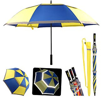 Quick Safety® XL-Golf-Regenschirm Automatik Auf-Knopf Extra Stabil. Doppelverdeck-Doppel Reflektierend. Wind-Wasserdicht Sturmfest 30 131cm