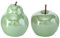 ReWu Dekoobjekt Apfel und Birne aus Porzellan mit Perlmutt Finish Dekoaufsteller H: 7-11 cm, Ø 10 cm Dekoobst mit Stiel