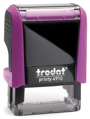 Trodat Printy 4910 – fuchsiapink - mit Wunschtext personalisierbarer Namensstempel - gleich online gestalten, Firmenstempel, Textstempel, Arztstempel – max. 3 Zeilen - 26x9mm