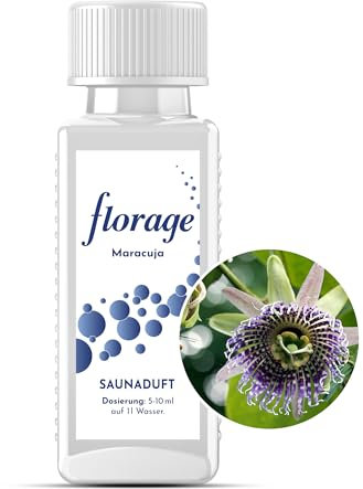Florage 100ml Saunaaufguss MARACUJA - 50 Jahre Erfahrung als deutsche Duftmanufaktur, hochergiebiges Aufgussmittel für die Sauna, viele Aufguss Düfte, vegan und ohne Tierversuche, auch als Set