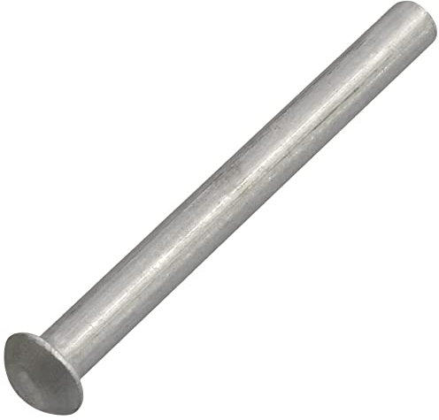 AERZETIX - C62042 - Juego de 5 remaches en aluminio Ø5x50mm con cabeza semi redonda abombada - remache sólido/para golpear - DIN 660 - color plata - montaje no desmontable chapa cuero remachadora