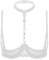 CHICTRY Womens Wet Look Patent Leather Lingerie Quarter Cups Strappy Underwired Bra Tops Clubwear 2# White XL