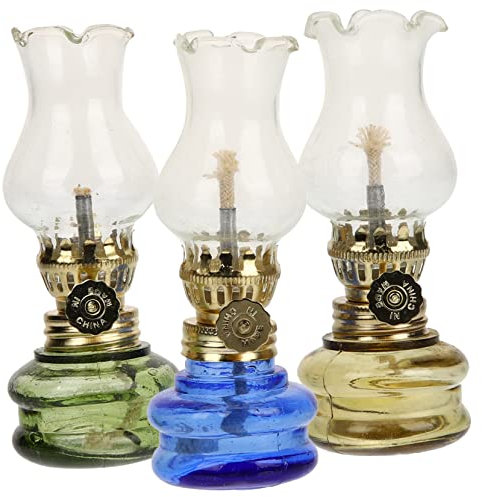 OSALADI 3 Pièces Lampe à Pétrole Lanterne à Huile Ancienne Lampe à Huile En Verre Vintage Lampes à Pétrole Au Kérosène Lanterne à Kérosène Vintage Clair Lampe Chinoise Un Verre Miniature