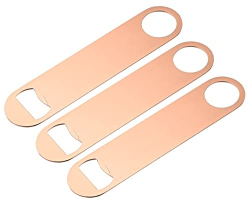 sourcing map Beer Bottle Openers 3pcs, Stainless Steel Flat Bottle Opener 7.08 Long Suitable for Men Women Kitchen Restaurant Party Supplies, Rose Gold