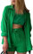 Geagodelia Damen Zweiteiler Elegant Hosenanzug Sommer Outfits Kleidung 2 Teiler Set Bluse Top + Shorts Y2k Aesthetic Clothes Loungewear Anzug (A - Grün, S)