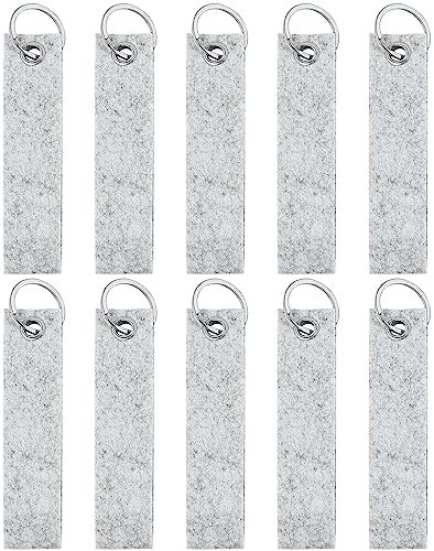 QincLing 10 Stück filz Schlüsselanhänger schlüsselringe filz Schlüsselband Filzanhänger grau filz anhänge Schlüsselkette mit Edelstahl Ring DIY Handwerk Dekoration für Taschen Schlüssel