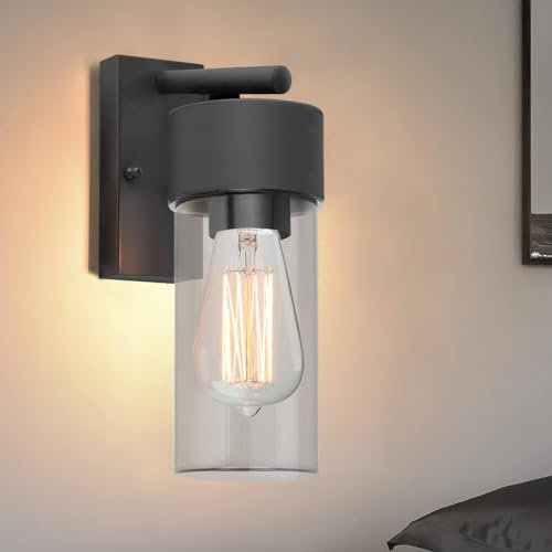qfzwj Wandleuchte Innen/Aussen,Moderne Wandlampe Innen,Dunkelgrauer Lampenschirm Wandleuchte für Wohnzimmer Korridor Treppen,E27 Base Wandlampe Max 60W