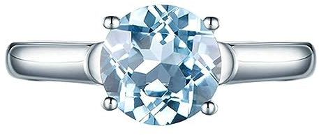 AMDXD Antragsring Aquamarin, Hochzeitsring Partnerringe Weiß Gold 18 Karat 750 1.48CT Aquamarine Ring Hell Blau, Gr.52 (16.6), Echte Goldschmuck