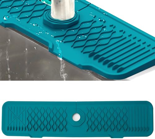 Veki Alfombrilla de Silicona para Grifo, Protector Salpicaduras de Fregadero, Bandeja de Recogida de Goteo, Tapete Absorbente para Fregadero para Proteger Encimera de Cocina y Baño (61cm, Verde)