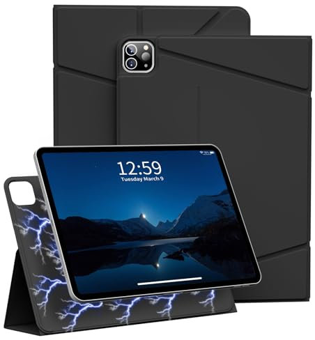 ZKTUYU Custodia magnetica per iPad Pro 12,9 pollici 6/5a/4a generazione 2022/2021/2020 con portapenne, ultra sottile, resistente agli urti, custodia magnetica rimovibile per iPad Pro, auto sonno