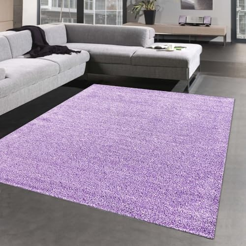 CARPETIA Modernes Wohndesign in Flieder: Luxuriöser Hochflor-Teppich Größe 120 x 170 cm